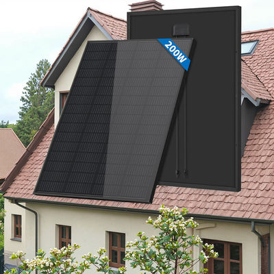 قیمت خوب سیستم انرژی خورشیدی خانه 200 وات پانل خورشیدی سیاه با شیشه و کابل خورشیدی 900 میلی متری آنلاین